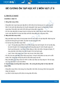 Đề cương ôn tập học kì 2 môn Vật Lý 9  năm 2021