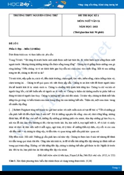 Bộ 5 đề thi HK2 môn Ngữ văn 12 năm 2021 Trường THPT Nguyễn Công Trứ