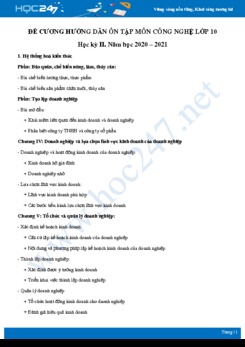 Đề cương ôn tập HK2 môn Công nghệ 10 năm 2021