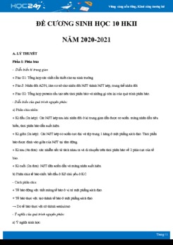 Đề cương ôn tập HK2 môn Sinh học 10 năm 2021