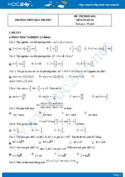 Bộ 5 đề thi HKII năm 2021 môn Toán 10 - Trường THPT Hàn Thuyên