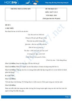 Bộ 5 đề thi HK2 môn Ngữ văn 9 năm 2021 Trường THCS Lương Sơn