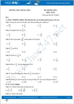 Bộ 5 đề thi HK2 môn Toán lớp 6 có đáp án Trường THCS Trung Châu