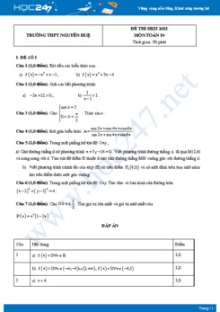 Bộ 5 đề thi HKII năm 2021 môn Toán 10 - Trường THPT Nguyễn Huệ