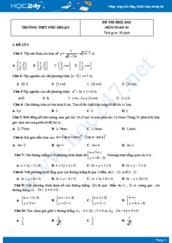 Bộ 5 đề thi HKII năm 2021 môn Toán 10 - Trường THPT Phú Nhuận
