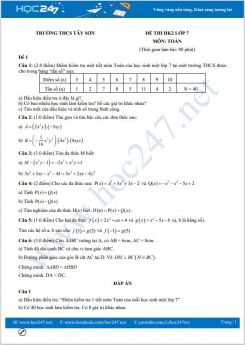 Bộ 5 đề thi HK2 môn Toán lớp 7 có đáp án Trường THCS Tây Sơn