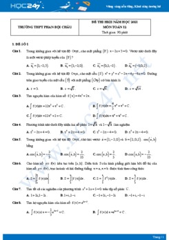 Bộ 5 đề thi HKII năm 2021 môn Toán 12 - Trường THPT Phan Bội Châu
