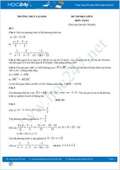 Bộ 5 đề thi HK2 môn Toán lớp 8 có đáp án Trường THCS Vạn Kim