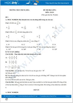 Bộ 5 đề thi HK2 môn Toán lớp 6 có đáp án Trường THCS Trung Hòa