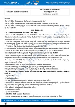 Bộ 5 đề thi HK2 môn Lịch Sử 10 năm 2021 có đáp án Trường THPT Nguyễn Huệ