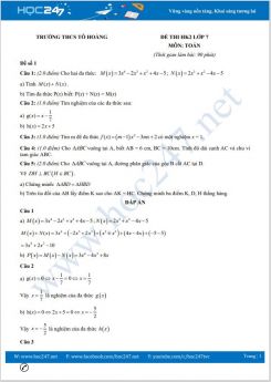 Bộ 5 đề thi HK2 môn Toán lớp 7 có đáp án Trường THCS Tô Hoàng