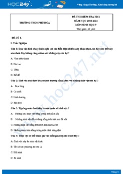 Bộ 4 Đề thi HK2 môn Sinh Học 9 năm 2021 Trường THCS Phú Hòa có đáp án