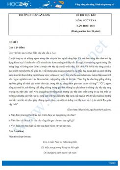 Bộ 5 đề thi HK2 môn Ngữ văn 9 năm 2021 Trường THCS Văn Lang