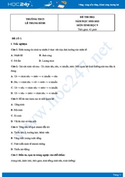 Bộ 5 Đề thi HK2 môn Sinh Học 9 năm 2021 Trường THCS Lê Trung Đình có đáp án