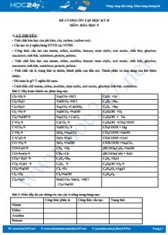 Đề cương ôn tập HK2 môn Hóa học 9 năm 2021