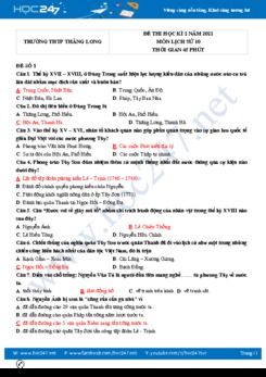 Bộ 5 đề thi HK2 môn Lịch Sử 10 năm 2021 có đáp án Trường THPT Thăng Long