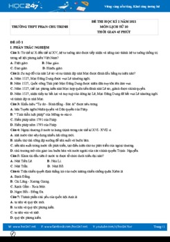 Bộ 5 đề thi HK2 môn Lịch Sử 10 năm 2021 có đáp án Trường THPT Phan Chu Trinh