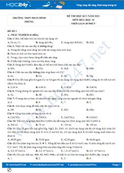 Bộ 5 đề thi HK2 môn Hóa học 10 có đáp án năm 2021 Trường THPT Phan Đình Phùng