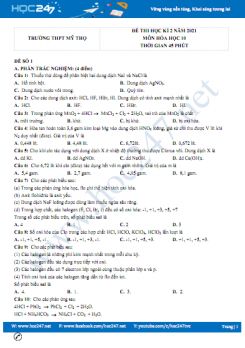 Bộ 5 đề thi HK2 môn Hóa học 10 có đáp án năm 2021 Trường THPT Mỹ Thọ