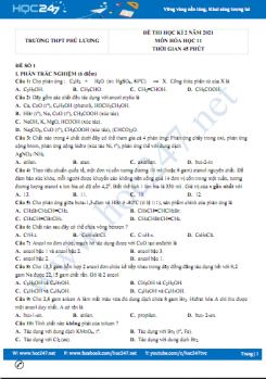 Bộ 5 đề thi HK2 môn Hóa học 11 có đáp án năm 2021 Trường THPT Phú Lương