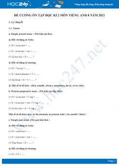 Đề cương ôn tập HK2 môn Tiếng Anh 8 năm 2021