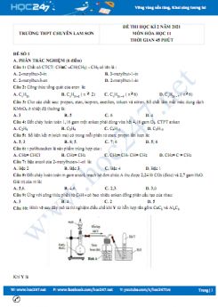Bộ 5 đề thi HK2 môn Hóa học 11 có đáp án năm 2021 Trường THPT Chuyên Lam Sơn