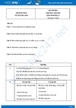 Bộ 5 Đề thi HK2 môn Sinh Học 6 năm 2021 Trường THCS Võ Nguyên Giáp có đáp án