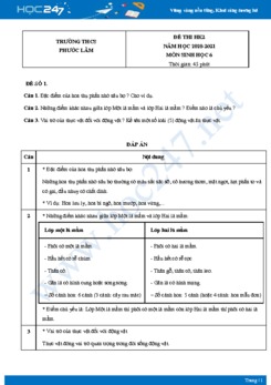 Bộ 5 Đề thi HK2 môn Sinh Học 6 năm 2021 Trường THCS Phước Lâm có đáp án