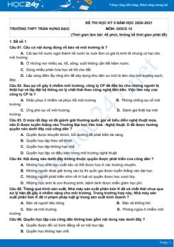 Bộ 5 đề thi HK2 môn GDCD 12 có đáp án năm 2021 Trường THPT Trần Hưng Đạo