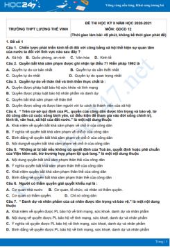 Bộ 5 đề thi HK2 môn GDCD 12 có đáp án năm 2021 Trường THPT Lương Thế Vinh