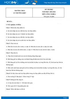 Bộ 5 Đề thi HK2 môn Công Nghệ 6 năm 2021 Trường THCS Lý Thường Kiệt có đáp án