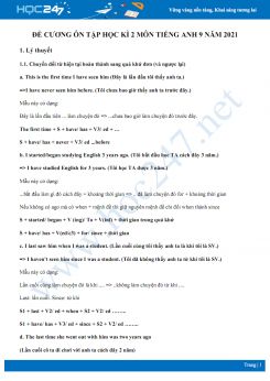 Đề cương ôn tập HK2 môn Tiếng Anh 9 năm 2021