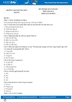 Bộ 5 đề thi HK2 môn Lịch Sử 6 năm 2021 có đáp án Trường THCS Huỳnh Thúc Kháng