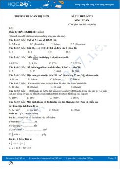 Bộ 5 đề thi HK2 môn Toán lớp 5 có đáp án Trường TH Đoàn Thị Điểm