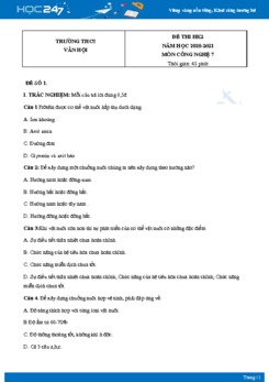 Bộ 5 Đề thi HK2 môn Công Nghệ 7 năm 2021 Trường THCS Vân Hội có đáp án