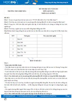 Bộ 5 đề thi HK2 môn Lịch Sử 6 năm 2021 có đáp án Trường THCS Hiệp Hòa