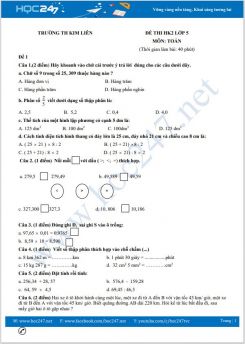 Bộ 5 đề thi HK2 môn Toán lớp 5 có đáp án Trường TH Kim Liên