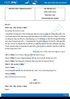 Bộ 5 đề thi HK2 môn Ngữ văn 6 năm 2021 Trường THCS Trịnh Hoài Đức