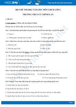 Bộ 5 đề thi HK2 năm 2021 môn GDCD lớp 6 Trường THCS Cù Chính Lan