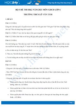 Bộ 5 đề thi HK2 năm 2021 môn GDCD lớp 6 Trường THCS Lê Văn Tám