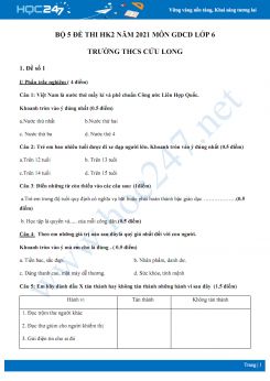 Bộ 5 đề thi HK2 năm 2021 môn GDCD lớp 6 Trường THCS Cửu Long