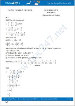 Bộ 5 đề thi HK2 môn Toán lớp 6 có đáp án Trường THCS Phan Chu Trinh
