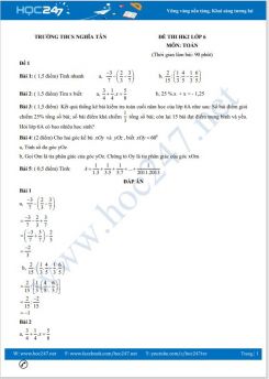 Bộ 5 đề thi HK2 môn Toán lớp 6 có đáp án Trường THCS Nghĩa Tân