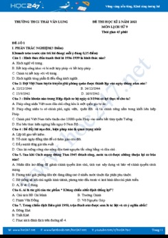 Bộ 5 đề thi HK2 môn Lịch Sử 9 năm 2021 có đáp án Trường THCS Thái Văn Lung