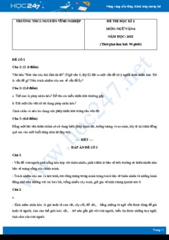 Bộ 5 đề thi HK2 môn Ngữ văn 6 năm 2021 Trường THCS Nguyễn Vĩnh Nghiệp