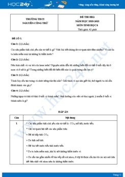 Bộ 5 Đề thi HK2 môn Sinh Học 8 năm 2021 Trường THCS Nguyễn Công Trứ có đáp án