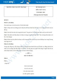 Bộ 5 đề thi HK2 môn Ngữ văn 6 năm 2021 Trường THCS Nguyễn Thị Thập