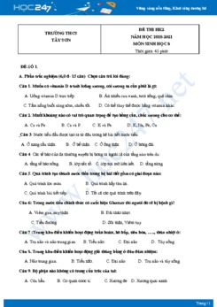 Bộ 5 Đề thi HK2 môn Sinh Học 8 năm 2021 Trường THCS Tây Sơn có đáp án