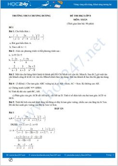 Bộ 5 đề thi HK2 môn Toán lớp 8 có đáp án Trường THCS Chương Dương