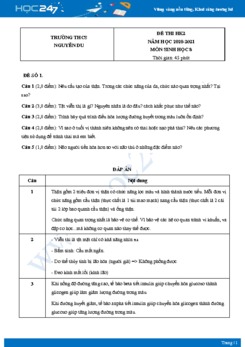 Bộ 5 Đề thi HK2 môn Sinh Học 8 năm 2021 Trường THCS Nguyễn Du có đáp án